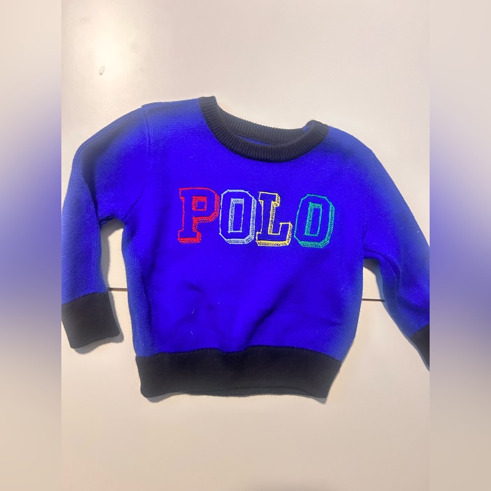 Blue and black polo ralph lauren baby sweater.